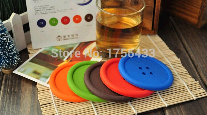 

Free shipping creative household supplies round silicone coasters cute button coasters Cup mat ZW38