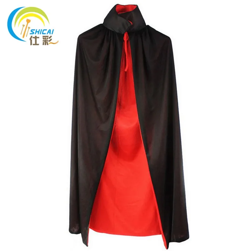 Vampire Cloak Halloween Dracula 140CM Costume Cape Dress Dance Party Activities Christmas for Adult Child Black Red