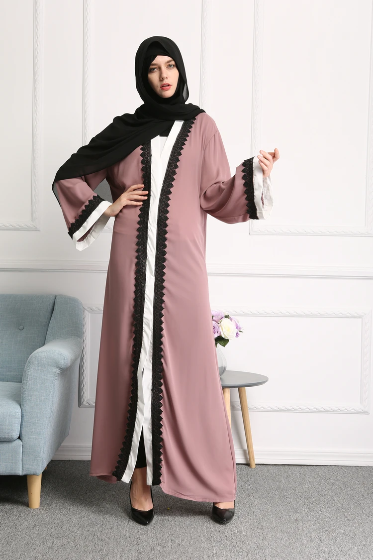 fashion Adult single breasted emboridery lace Robes Musulmane Abaya islamic Muslim Cardigan Robes Arab Worship Service abayas