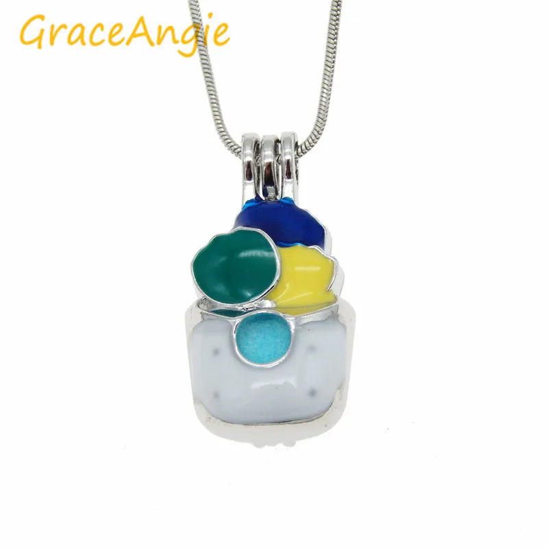 GraceAngie 1pcs/pack Phase Box Lovely Cute Ice Cream Shape Aromatherapy Essential Oil Diffuser Locket Beads Cage Craft Gift