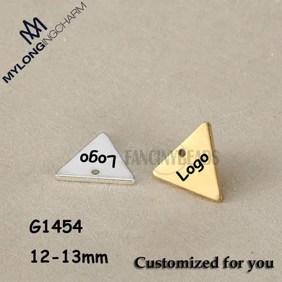 50pcs Laser Engrave Logo Design Stainless Steel Triangle Charm 12x13mm Triangle Logo Tag For Braceket