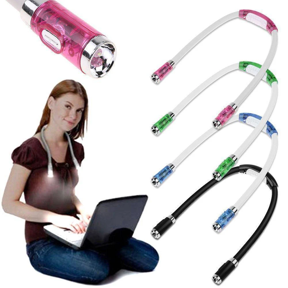 Convenient Flexible Handsfree Led Neck Hug light Book Reading Lamp Novelty Led Night Flash light Camping light