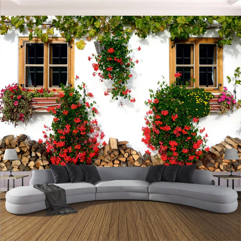 

Custom Photo Wallpaper 3D European Street Flower Shop Backdrop Wall Cloth Restaurant Cafe Living Room Wall Papers For Walls 3 D