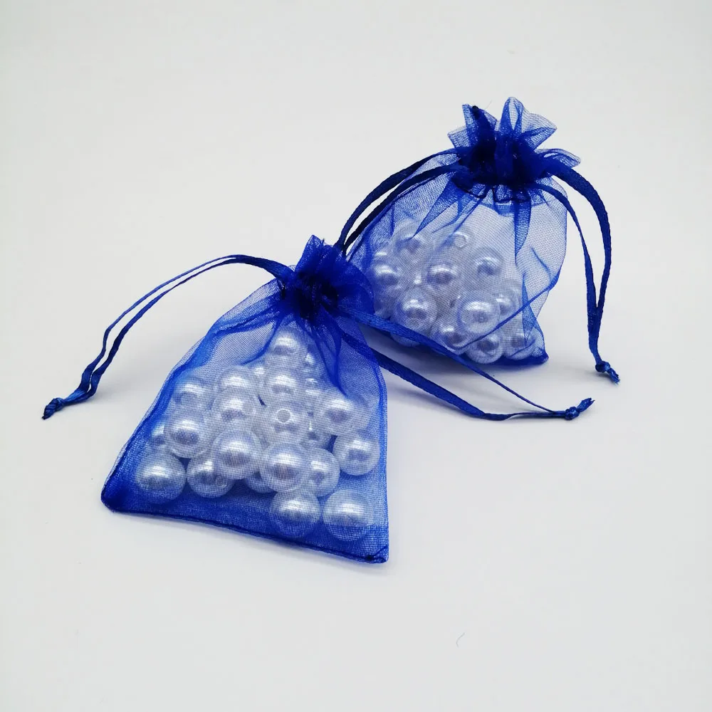 100pcs Organza Bags Royal Blue Organza Gift Bags For Jewelry Packaging Display Christmas Wedding Jewelry Storage Drawstring Bag