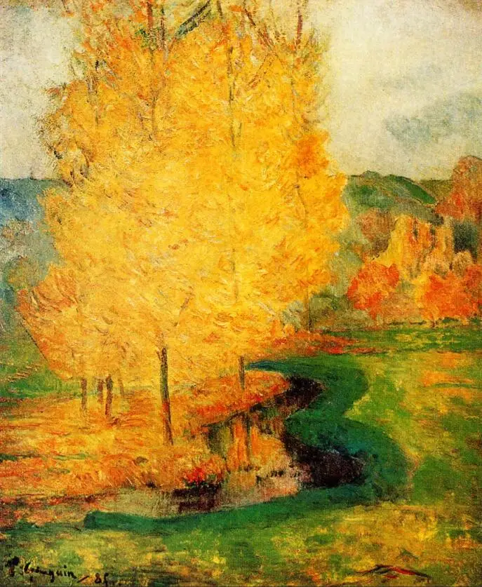 High quality Oil painting Canvas Reproductions By the Stream, Autumn (1885) by Paul Gauguin hand painted