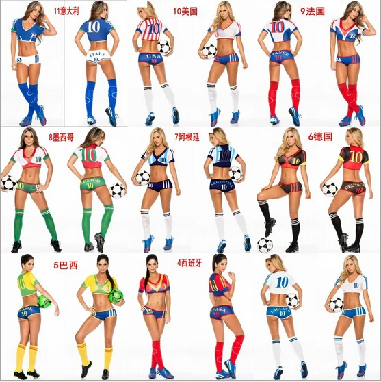 Euro cup Fantasy Football Costume soccer baby football girl sexy shorts cheerleaders team sets sports suit 11 countries