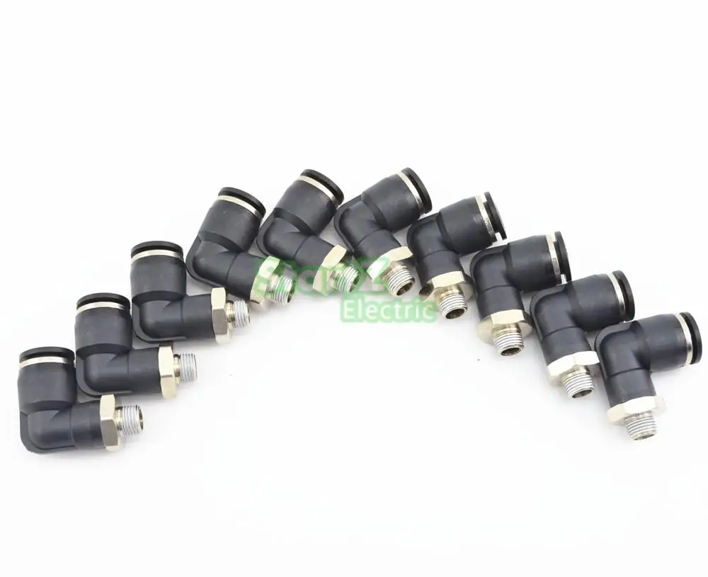 

10Pcs High quality 10mm X 1/8'' Thread Pneumatic Male Elbow Connector Tube Air Fitting PL10-01