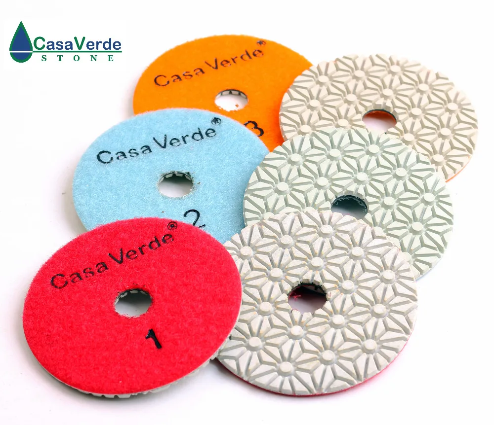 DC-SFW3PP02 4 inch dry/wet 3 step polishing pads for stone