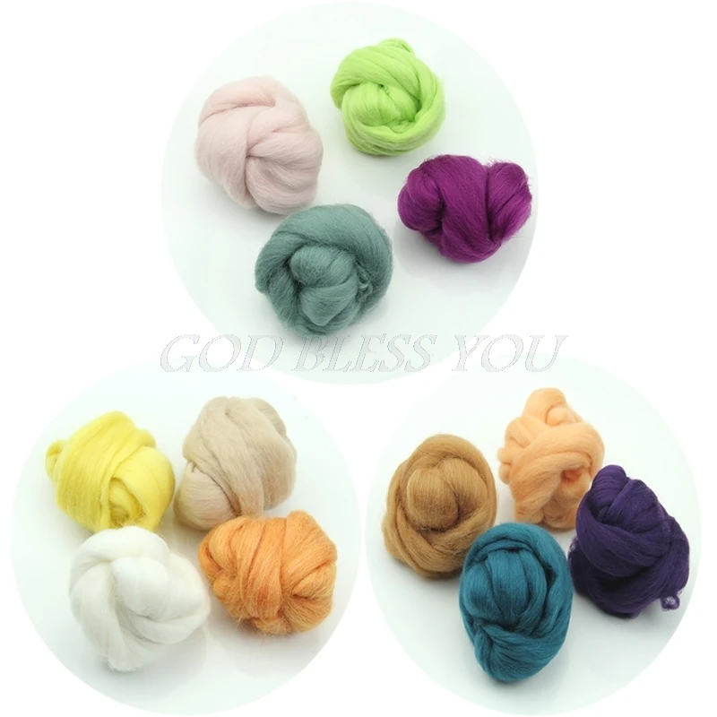 20 Colors Wool Corriedale Needlefelting Top Roving Dyed Spinning Wet Felting Fiber Drop Shipping