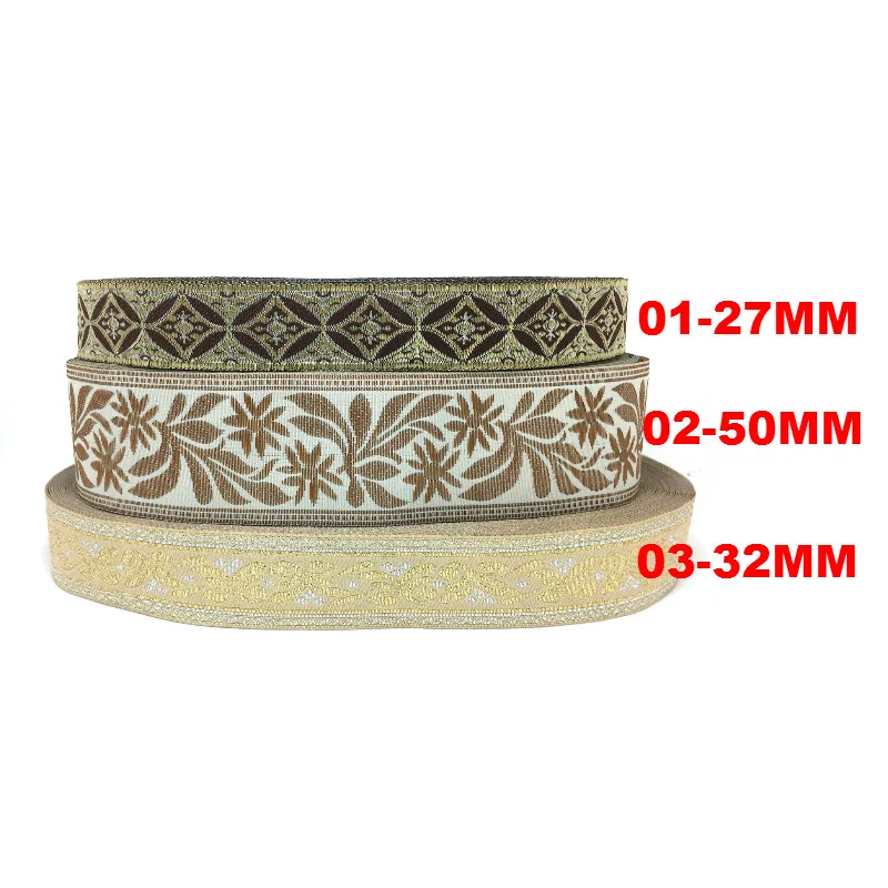 10YARD/LOTS 27MM 32MM 50MM Woven Jacquard Ribbon Embroidered flower not cotton ribbon Plant a large number of inventory