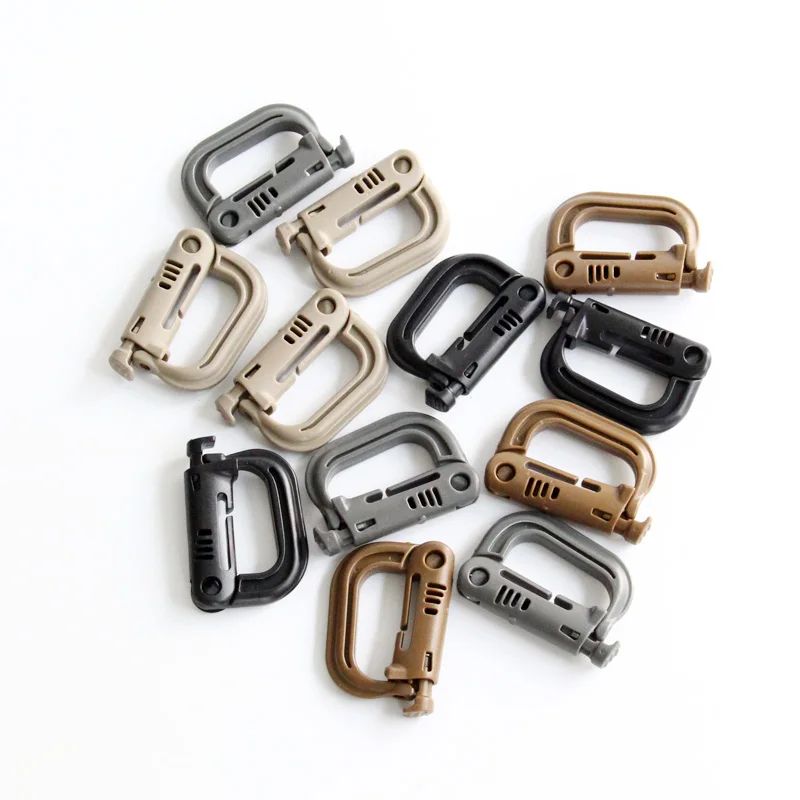 ITW GrimLoc Locking D-Ring for Molle Gear Tactical Accessory Locking Carabiner (12 pack) Strong Molded Polymer Clip Carabiner