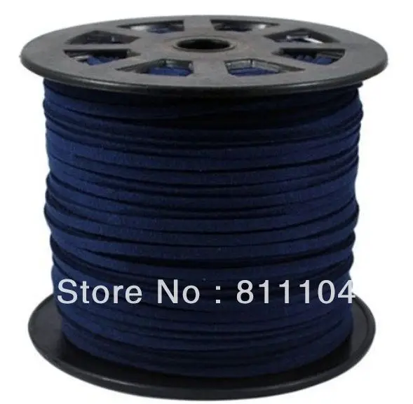 3mm Dark Blue ONE SIDE Flat Faux Suede Leather Lace Cord DIY Rope For DIY Fashion Bracelet Jewelry making Strap Cord Wholesale