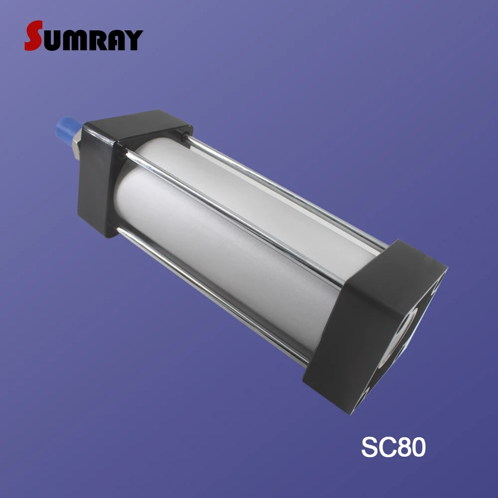 SUMRAY SC Type Pneumatic Cylinder 80mm Bore 25/50/75/100mm Stroke Aluminium Alloy Double Acting Pneumatic Air Cylinder