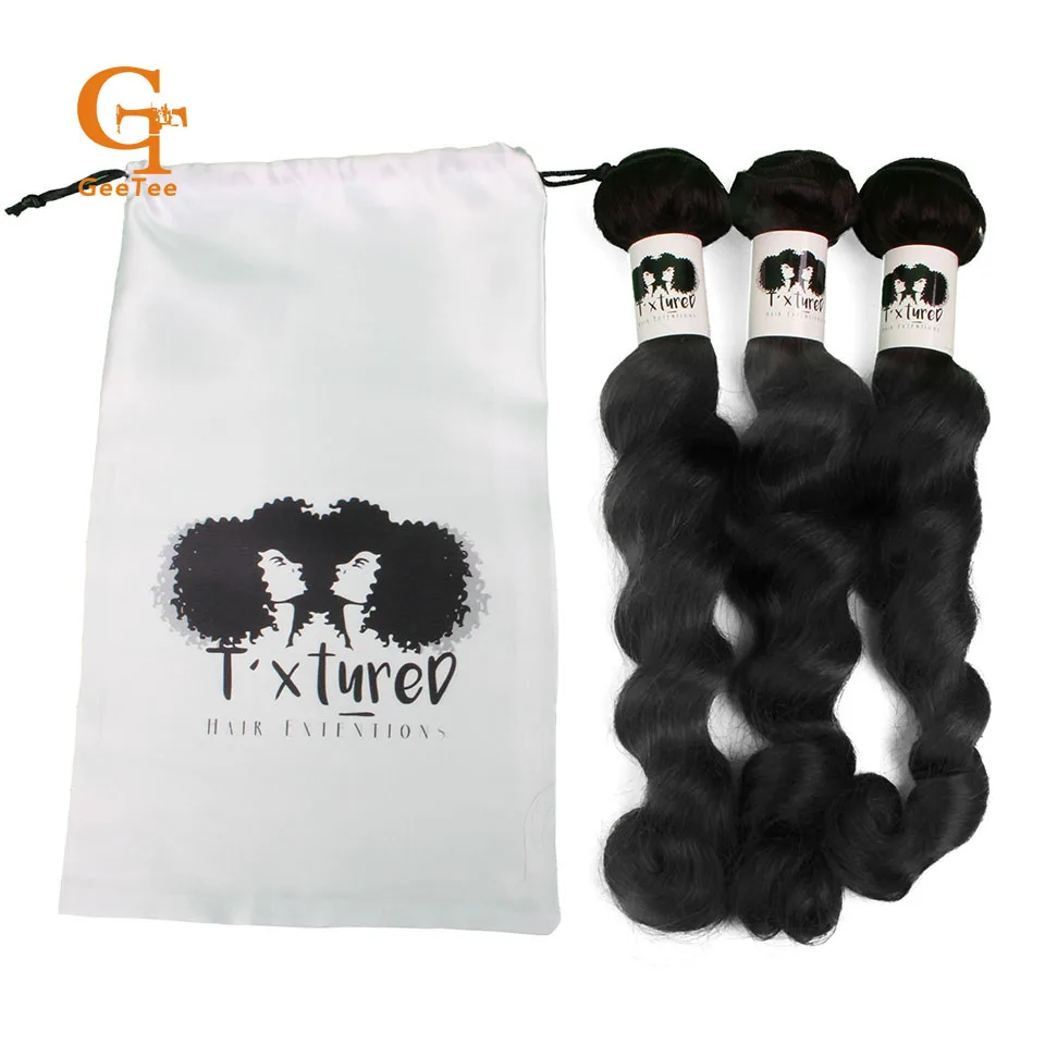 

Custom logo 100% Virgin hair extension packaging, hair bundles adhesive wraps stickers, women Hair extentions packing satin bags