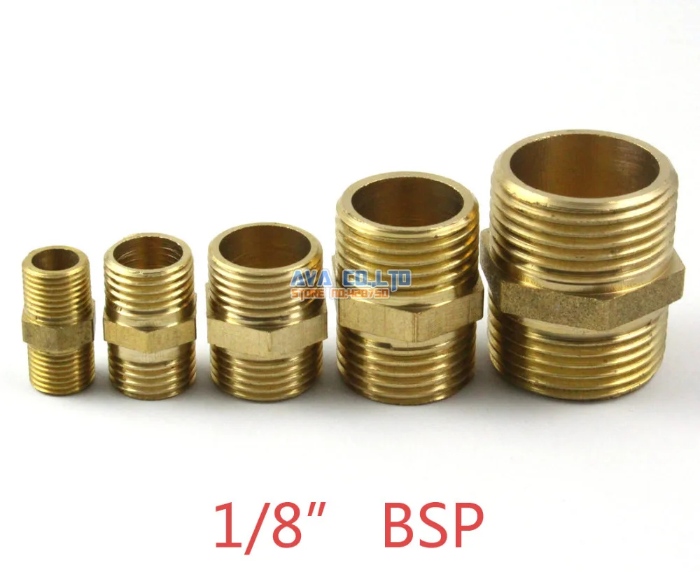 

30 Pieces Brass Male 1/8" BSP Pipe Hex Nipple Fitting Fuel Air Gas Water Hose Connector Coupler