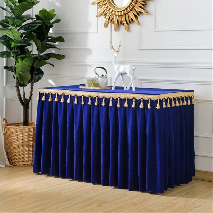 

Luxury Velvet Table Skirting Hotel Flannel Table Skirt For Table Cloth Table Cover Wedding Party Banquet Decoration