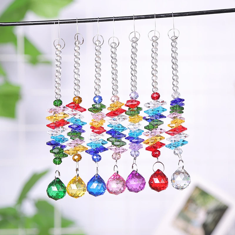 

7PCS 20mm Crystal Ball Prisms Suncatcher Rainbow Maker Chakra Octagon Beads Feng Shui Pendants Garden Window Decor