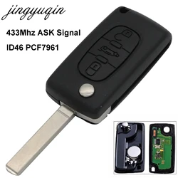 jingyuqin VA2 Blade Car Remote Key 3 Button for PEUGEOT 1007 107 407 207 208 408 Partner Vehicle Control Alarm CE0536 433Mhz ASK