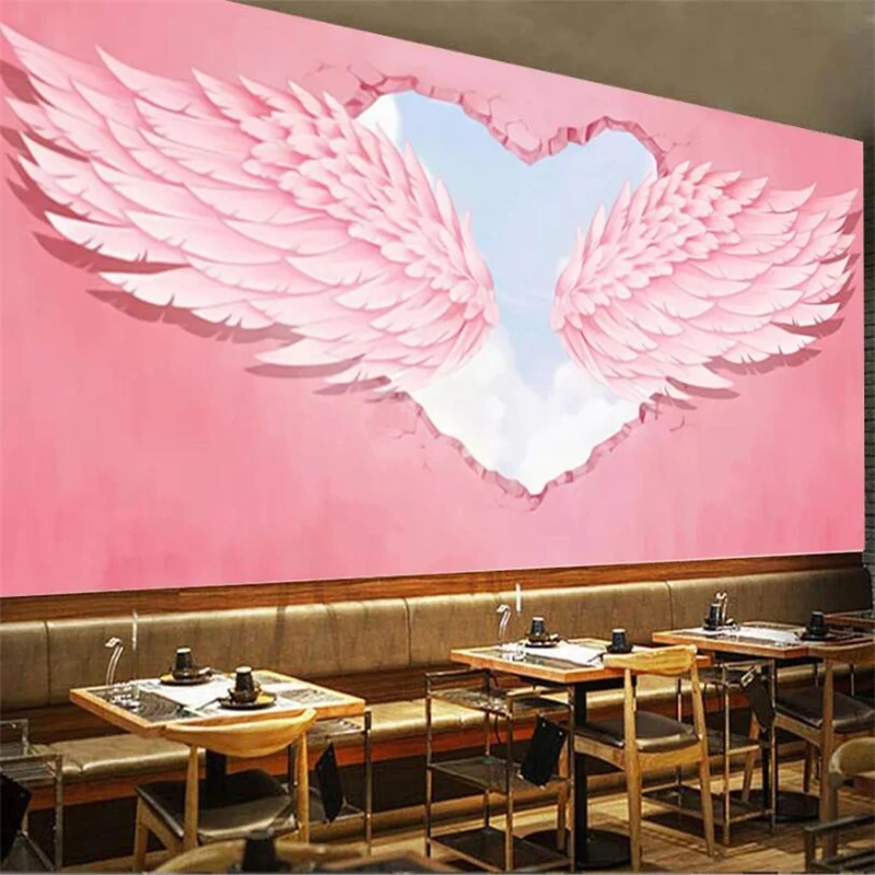 

wellyu papel de parede Retro 3D pink love angel wings tooling background custom wallpaper large mural home decor papier peint