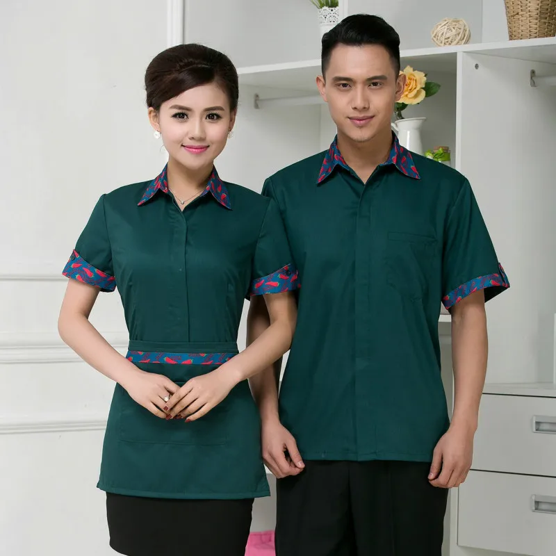 Cô Hầu Bàn Nhà Hàng Đồng Nhất Khách Sạn Làm Quần Áo Nồi Lẩu Shop Trà Phục Vụ Ăn Uống Plus Kích Thước Thoáng Khí Ngắn Tay Bồi Bàn H2261