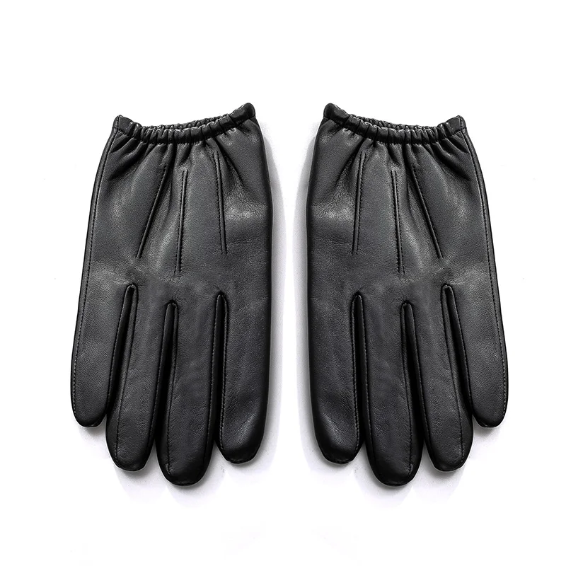 Genuine Leather Men Gloves Autumn Winter Plus Thin Velvet Fashion Trend Elegant Male Leather Glove For Driving M18001