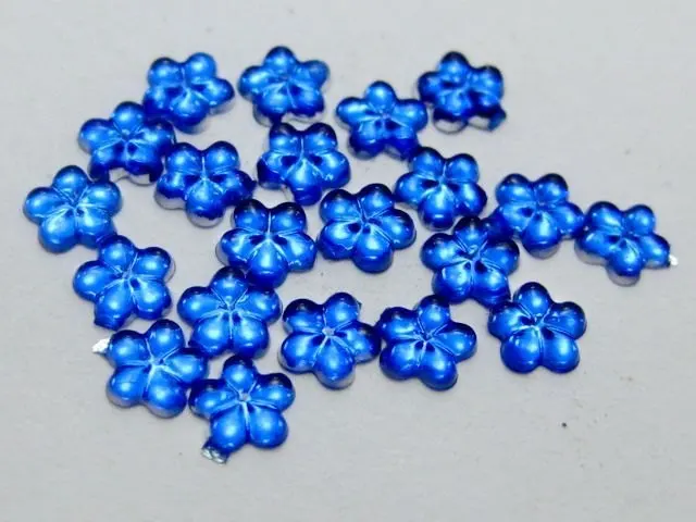 

1000 Royal Blue Acrylic FlatBack Mini Flower Gems Rhinestones 6mm