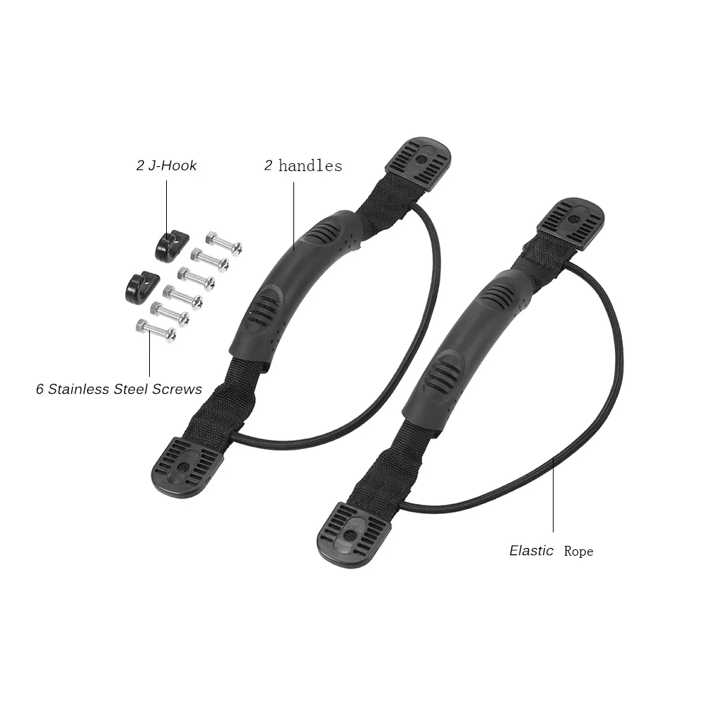 2PC Kayak Side Mount Carry Handles Canoe Carry Handle Park with J-hook Bungee Cord