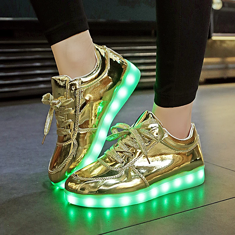 7ipupas New Homme luminous sneakers boys girls Chaussures Lumineuse 11 colors Gold Led Shoes kids Glowing Casual Unisex 30-44