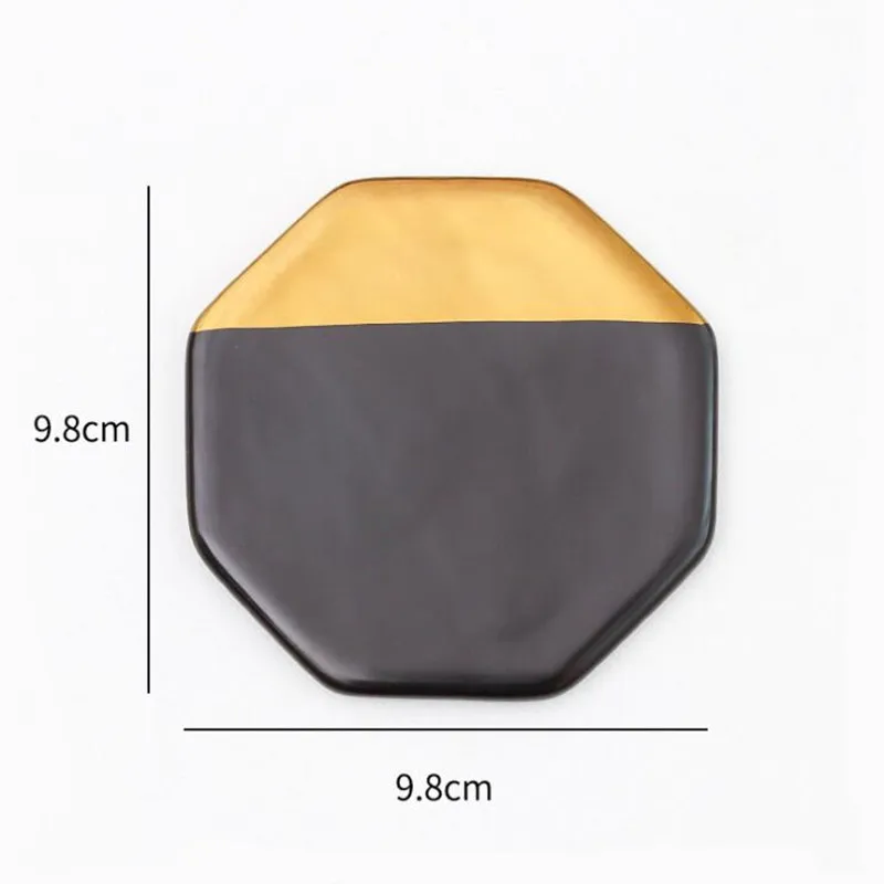 CFen A\'s Marble Grain Black Gold Plating Ceramics Coasters Cup Pad Mat Table bowl Placemat Coffee Tea Cup drink coasters 1pc