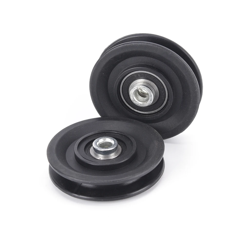 2019 New Wearproof Nylon Bearing Pulley Wheel Cable Gym Fitness Equipment Part Universal Black 90mm