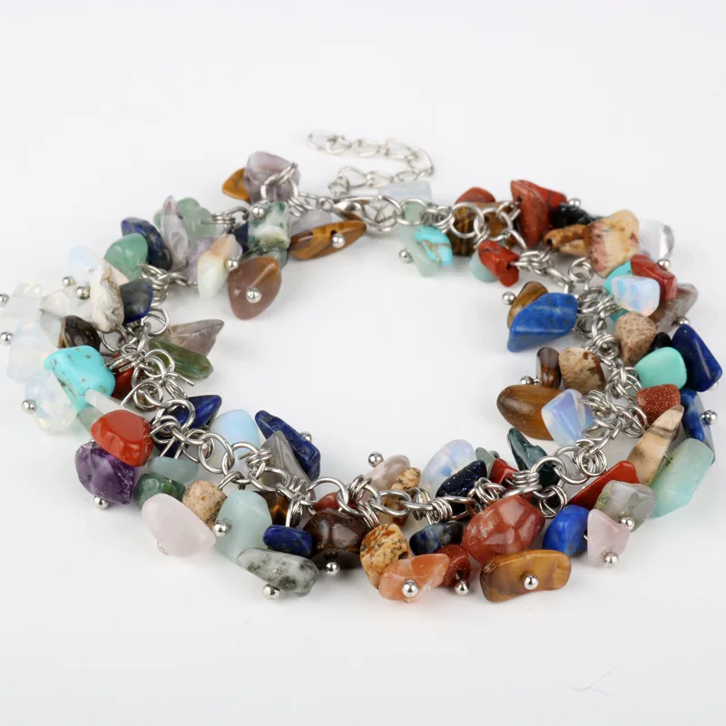 Natural Stone Birthstone Chip Bracelet Women Bohemia Bracelets