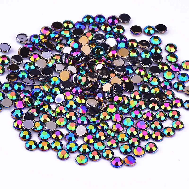 Junao 500 Pcs 4 Millimetri Nero Lucido Ab Rhinestone Acrilico Rotondo Flatback Del Chiodo Decotation Pietra di Cristallo Non Cucito Scrapbook Strass