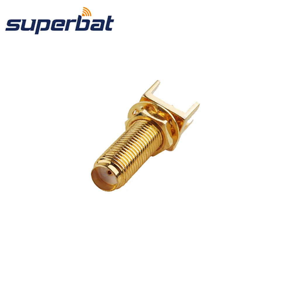 Superbat SMA End Launch Female PCB Mount Wide Flange .062" (1.57mm) Long Version RF Coaxial Connector