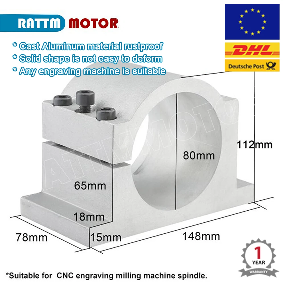 Spindle motor cast aluminium bracket clamp Support fixure 65mm 80mm 100mm diameter