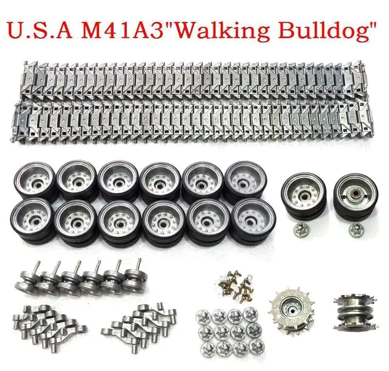 

henglong 3839 3839-1 1/16 U.S.A M41A3"Walking Bulldog" RC tank Upgrade parts metal wheel hub set/ Steel Gear box / Metal track