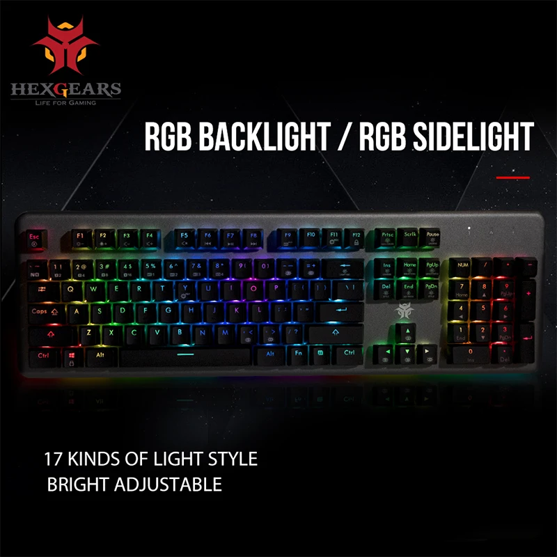 

HEXGEARS GK755-A Kailh BOX Switch Mechanical Keyboard 104 Key PBT Keycaps Mechanical Gaming Keyboard RGB Back Light Keyboard