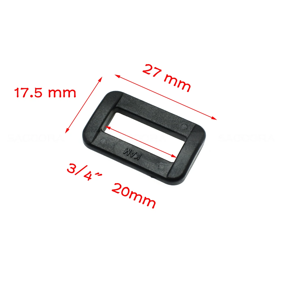 2pcs Plastic Loops Adjustable Buckles Belt buckle Belt Loop Rectangle Rings Package accessories Black