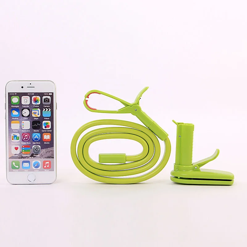 BGreen Bendable Universal  Mobile Cell Phone Desk  Holder  360 Rotating Clip Bed Stand For iPhone 5S 6 Plus 5.5 Samsung Andriod