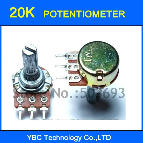 

20pcs B20K 20MM 3 Pins Rotary Potentiometer Free Shipping