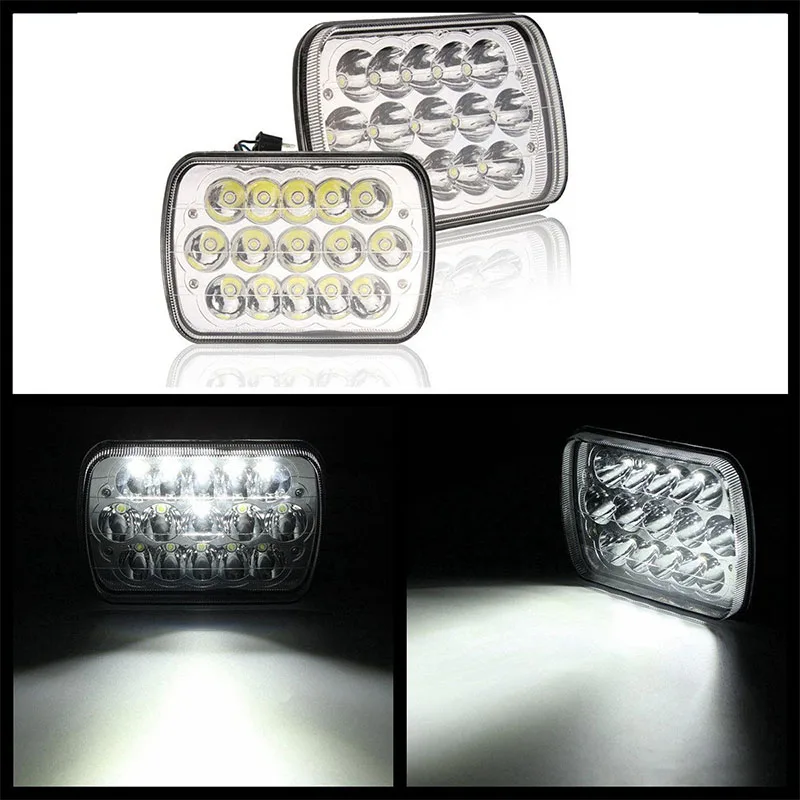 2PCS 6x7 inch Rectangular LED Headlights for Jeep Wrangler YJ Cherokee XJ Toyota PickupTrucks 4X4 Offroad Headlamp