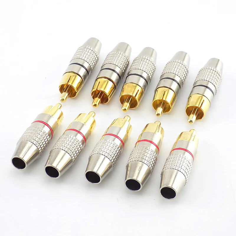 1/4/10pcs RCA Male Connector Non Solder plug Adapter for Audio Cable Plug Video CCTV camera Solder-Free high quantity