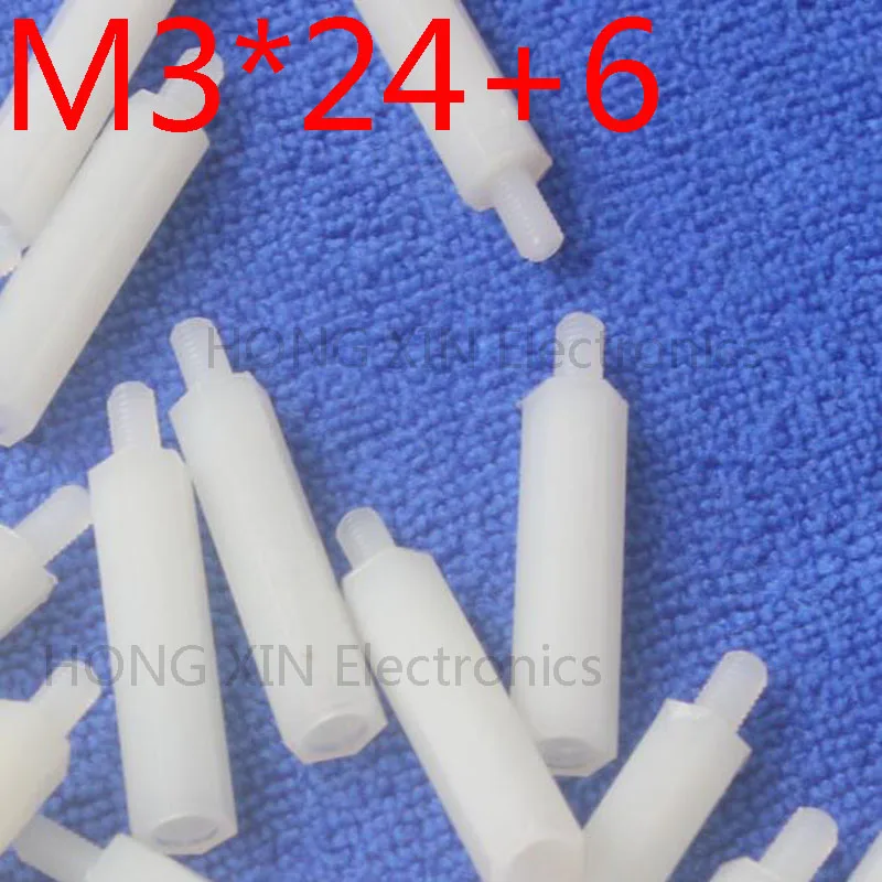 M3*24+6 white 1pcs 24mm Nylon Standoff Spacer Standard M3 Male-Female Standoff Kit Repair Set High Quality PC tool