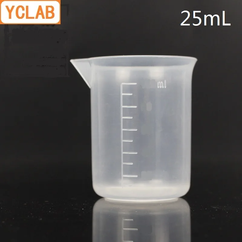 YCLAB 25mL Beaker PP Plastic Low Form with Graduation and Spout Polypropylene Laboratory Chemistry Equipment