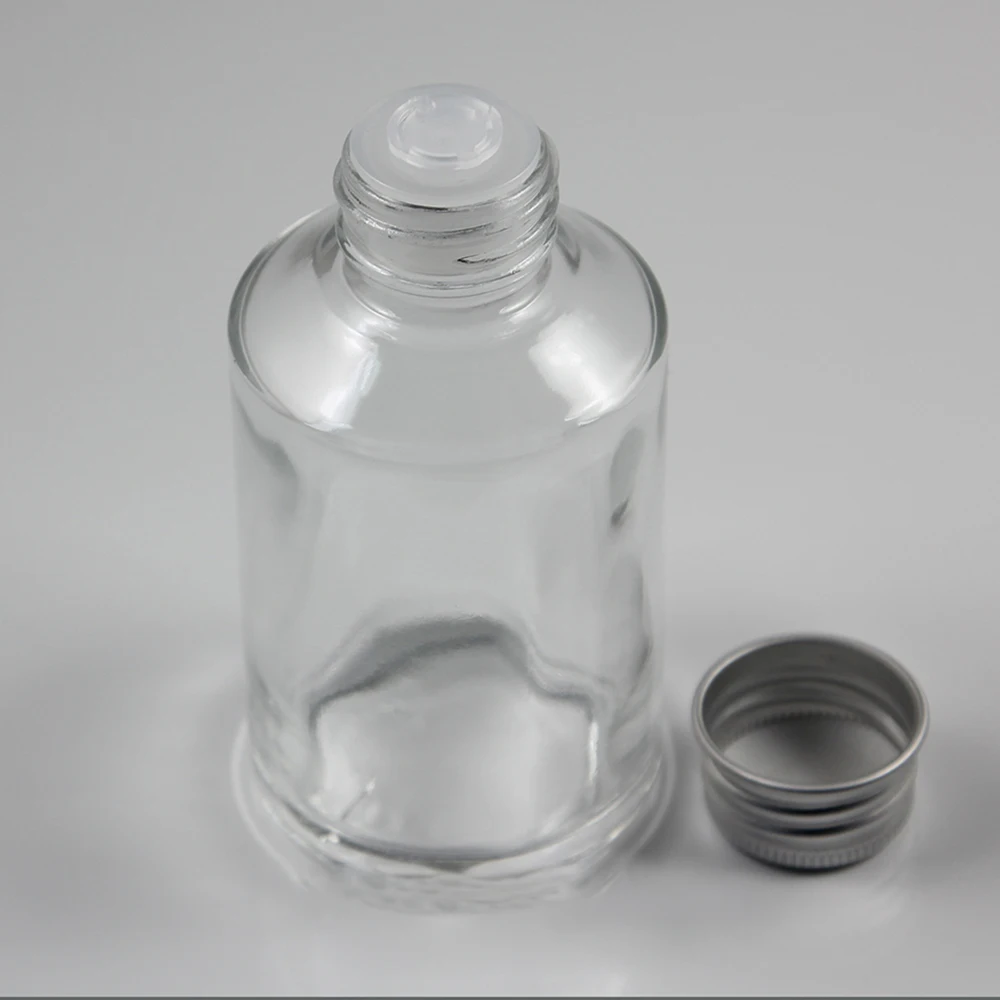 

50PCS wholesale 125 ml glass clear lotion packaging with silver screw cap , empty Glass 125ml cosmetic bottle for liquid cream