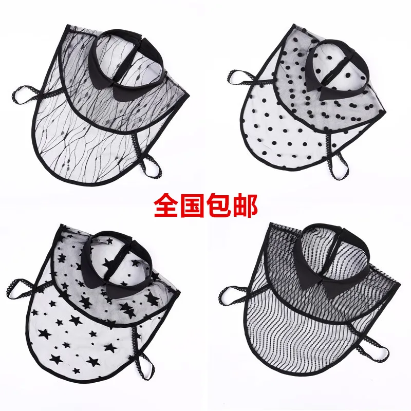 

Women Apparel Accessories Dots PeterPan Fake Collar Clear Lace Adjusted Detachable False Collar Tie Wholesale