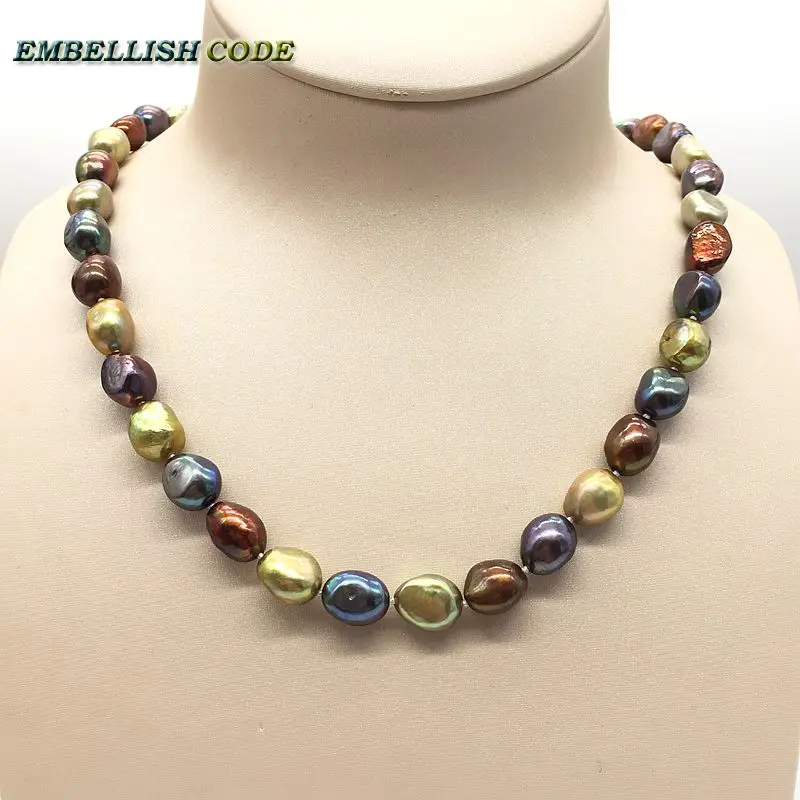 selling well Hong Kong Peacock blue brown yellow wonderful baroque Irregular pearls natural freshwater pearl choker necklace