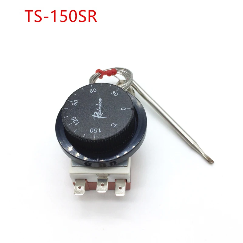 30-150 Degrees Celsius Korea Rainbow Capillary Thermostat - 3 Pins Adjustable Temperature Control Switch with Nut TS-150SR-C