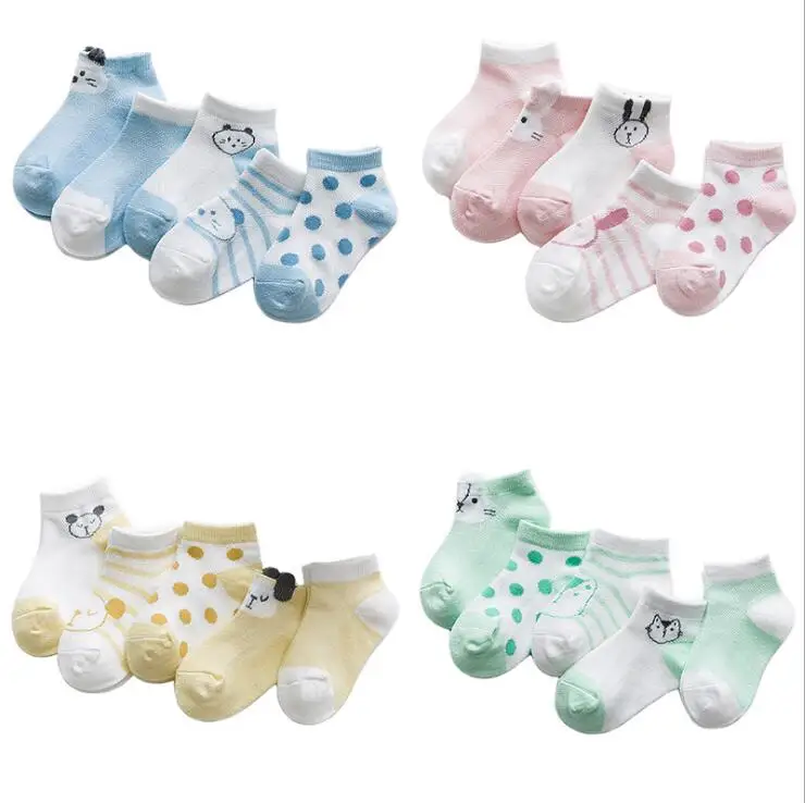 Children Mesh Socks Summer Cartoon Dot 0-8 Year New Three-dimensional Ultra-thin Boys Girls Baby Infant Socks 5 Pairs Pack