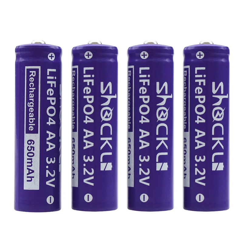 4PCS Shockli 3.2V LiFePO4 battery AA 14500 rechargeable battery  650mAh lithium battery for Camera and Solar led lights