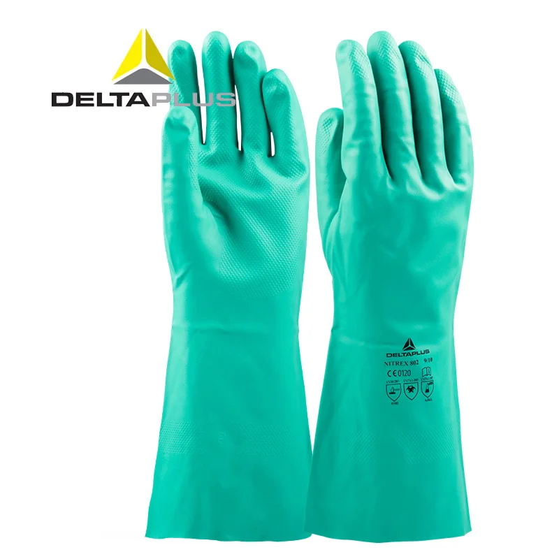 DELTA PLUS length 33cm Nitrile Rubber Gloves Labor insurance work Acid Latex Gloves Non-slip safety gloves